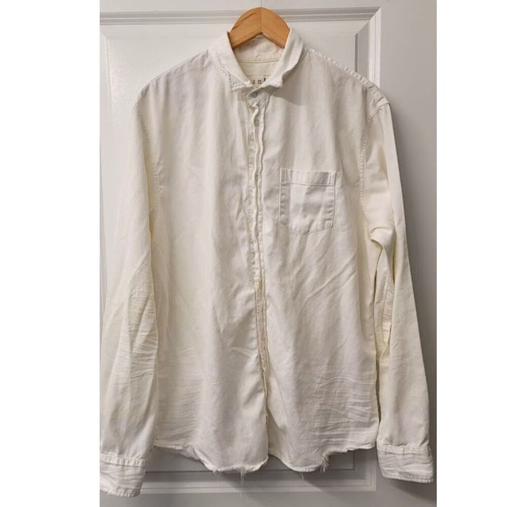 Frank and Eileen "Luke" Men's Sz. XL White Cotton Button Up Shirt Denim Spring